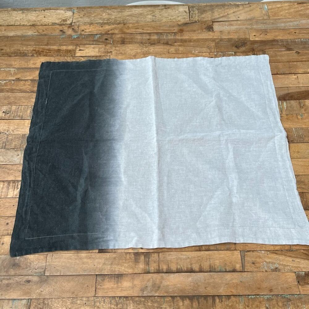 Crate & Barrel Linen Standard Sham Black Ombre Dip Dye 20x26 in